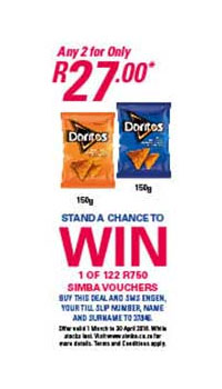 Any 2 Doritos For R27.00 And Stand A Chance To Win Any 2 Doritos For R27.00 And Stand A Chance To Win