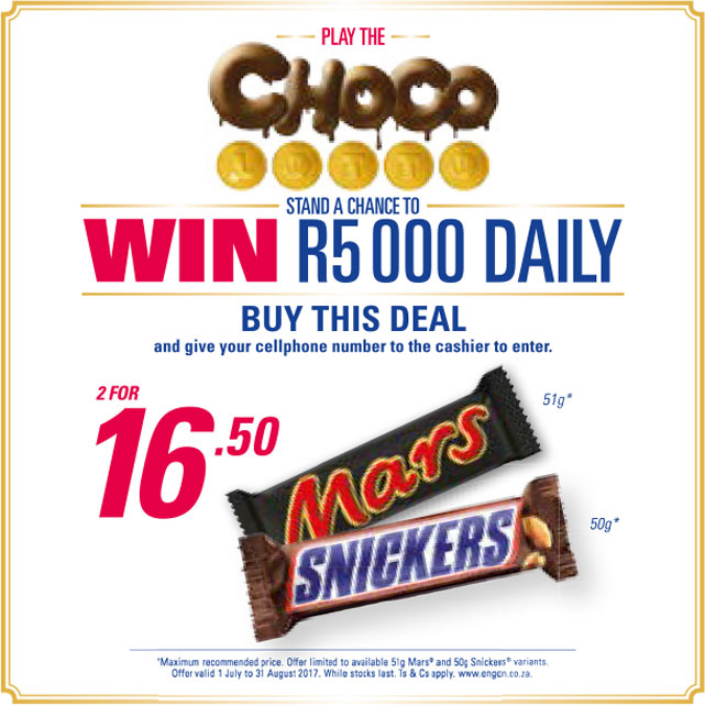 2x Mars and/or Snickers Chocolates
