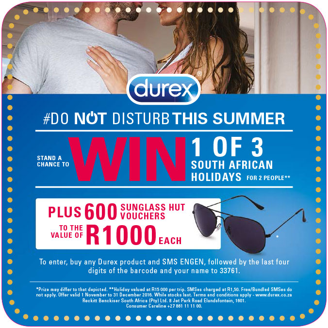 Do Not Disturb This Summer - Win 1 of 3 South African Holidays with Durex