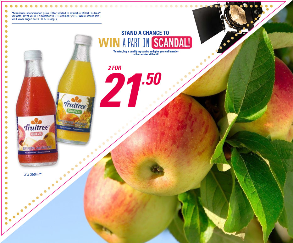 2x Fruitree 350ml for R21.50 and stand a change for a part on Scandal