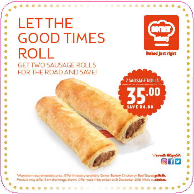 Get 2 Sausage Rolls for R35.00