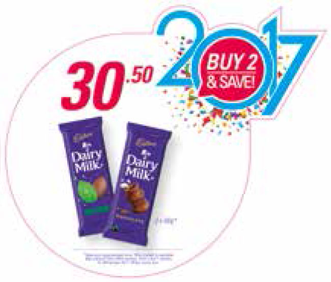 2x 80g Cadbury Slabs For R30.50
