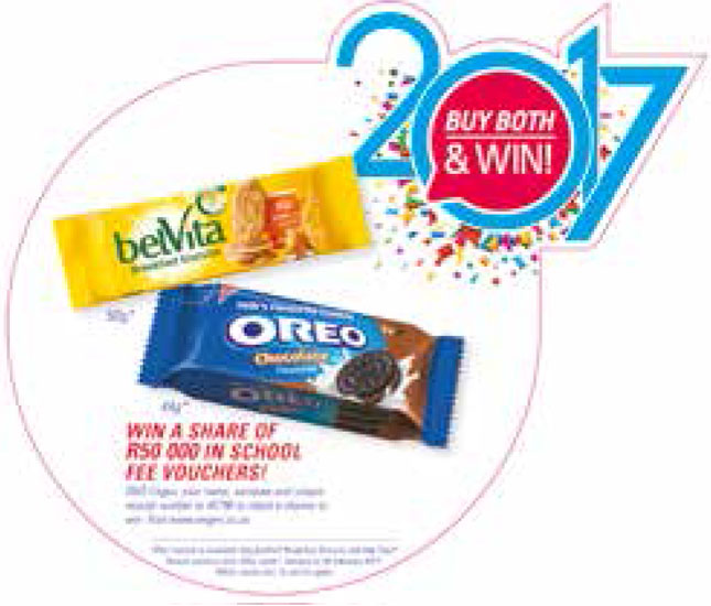Buy both a 50g Belvita Breakfast and 44g Oreo Biscuit variants and win a share of R50'000