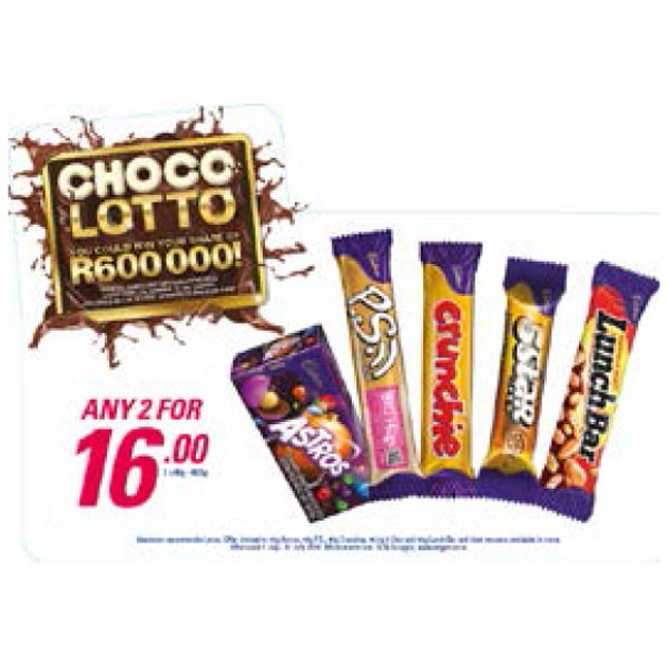 Choco Lotto Promotion - Any 2 for R16.00