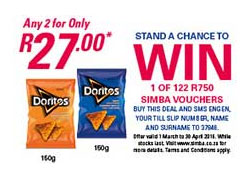 Any 2 Doritos For R27.00 And Stand A Chance To Win