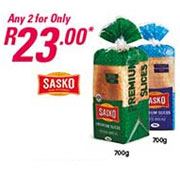 Any 2 Sasko Bread's For Only R23.00 Any 2 Sasko Bread's For Only R23.00