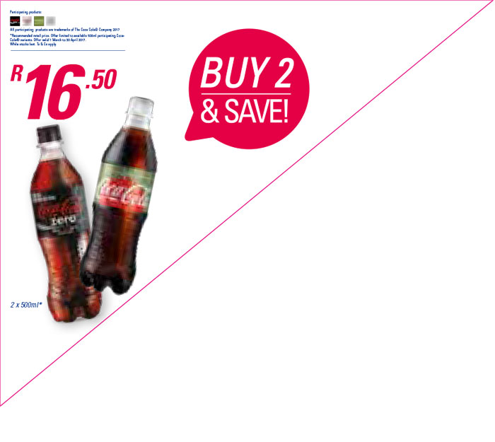 500ml Coca-Cola (Life, Zero, Light and Sprite Zero)