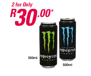 Take 2 Monster Energy Drinks For R30