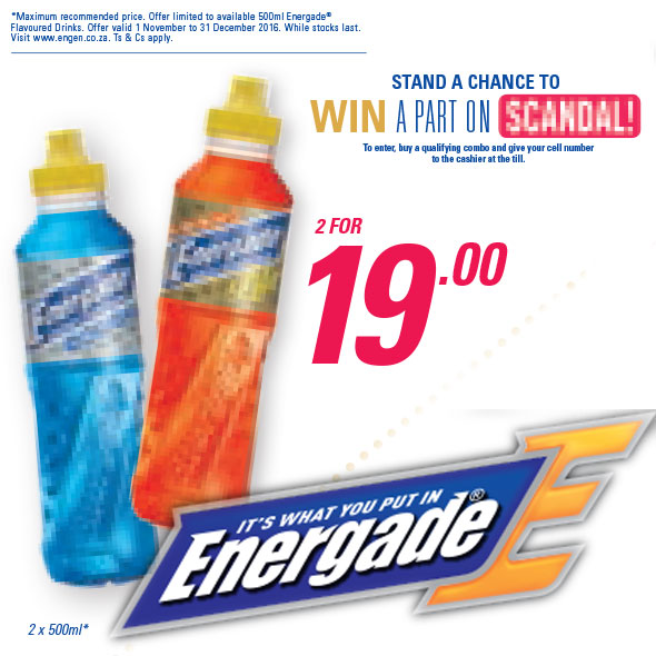 2x Energade for R19.00 and stand a change for a part on Scandal