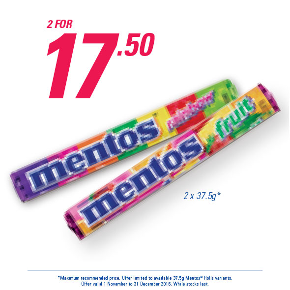 2x Mentos 37.5g for R17.50