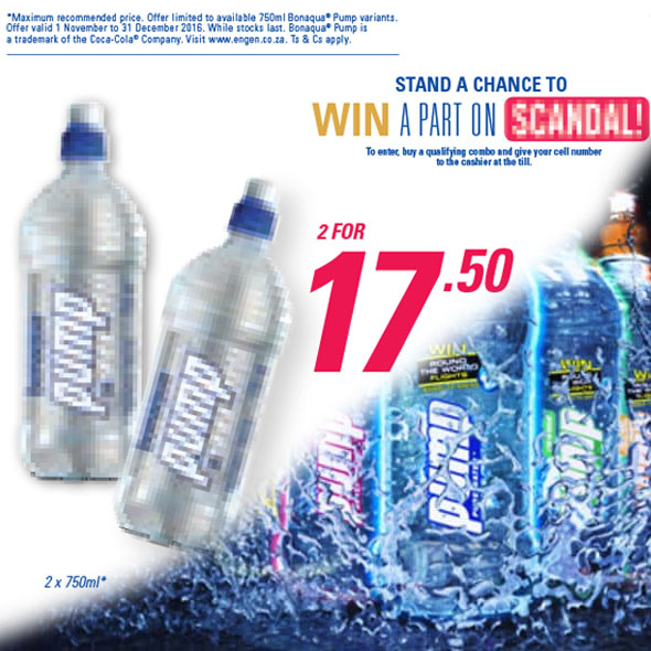 2x Pump Waters for R17.50 and stand a change for a part on Scandal