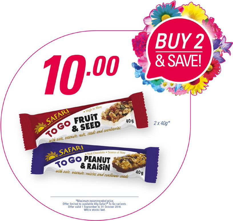 2x Safari To Go 40g for R10.00